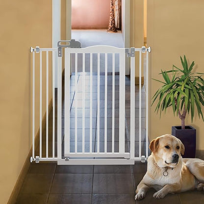 Richell Tall One-Touch White Pet Gate II, 36.4" x 38.4" x 2"