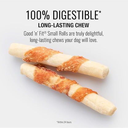 Good ‘n’ Fit Rolls Made with Real Venison, 6 Small Rolls, Treat Your Dog to Long-Lasting and Highly Digestible Rawhide Chews