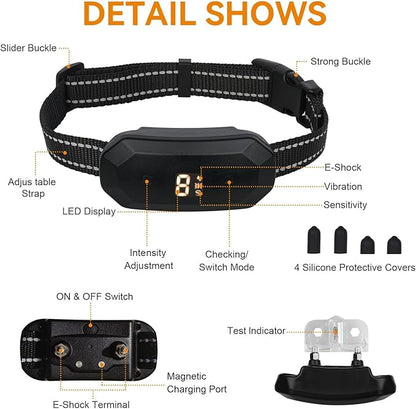 BT02 Bark Training Collar,Three Training Mode: Sound, Vibration, Shock, black