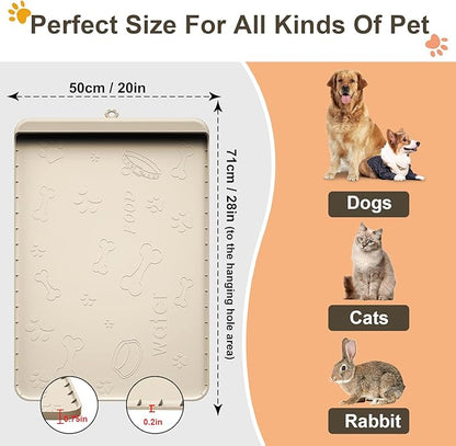 Dog Food and Water Mat 28x20 Inch Sand Color - Non-Slip Silicone Mat with High Edges & Residue Pocket - Waterproof Pet Feeding Mat for PET