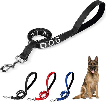 YeeBeny Service Dog Leash, Emotional Support Leash with Neoprene Handle and Reflective Lettering, Service Dog Stuff for Vest for Harnesses, Vests or Collars (Black, 0.94width)