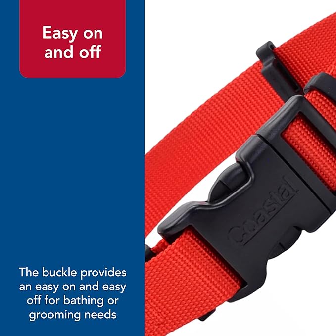 Coastal Pet SecureAway Collar Protector for Flea Collars - Adjustable pet Accessory - Protective Flea Collar for Dogs & Puppy - Red, 1" x 14-20"