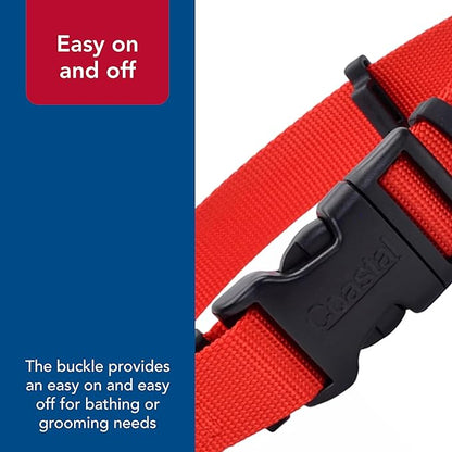 Coastal Pet SecureAway Collar Protector for Flea Collars - Adjustable pet Accessory - Protective Flea Collar for Dogs & Puppy - Red, 5/8" x 8-12"