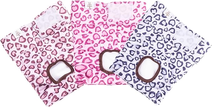 CuteBone Dog Diapers Female Washable Small Medium Large 3 Pack Reusable Doggie Diapers Puppy Period Pants for Doggy Heat Cycle Peeing D54L