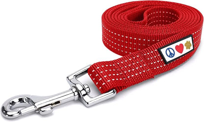Pawtitas Red Dog Leash 6 ft XS/S Reflective Durable Lightweight Dog Lead for Small Dogs and Puppies