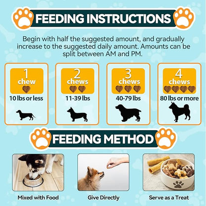 Probiotics for Dogs, Dog Probiotics for Yeast, Itchy Skin and Itchy Ears, Allergies, Immunity, Dog Gut Health Probiotic for Digestive Enzymes & Prebiotics for Diarrhea & Gas Relief (Chicken, 200 Chew)