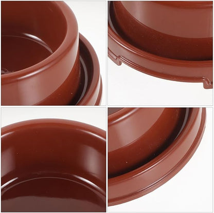 Plastic Pet Feeding Bowl and Water Dish, Brown Pp Dog Food Holder, Indoor Single Round Pet Feeder Bowl for Puppies and Dogs