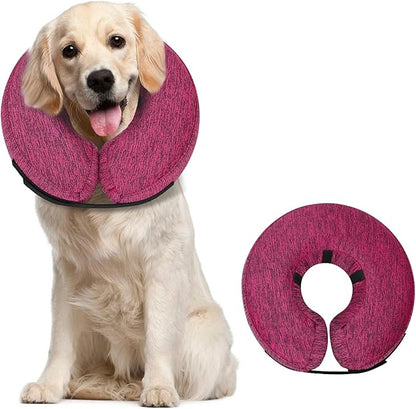 MIDOG Dog Cone - Inflatable Soft Donut Collar Alternative for Dogs After Surgery, Protective Recovery Collar Prevents Licking, Comfortable E-Collar Alternative for Small Medium Large Dogs (Rose, L)