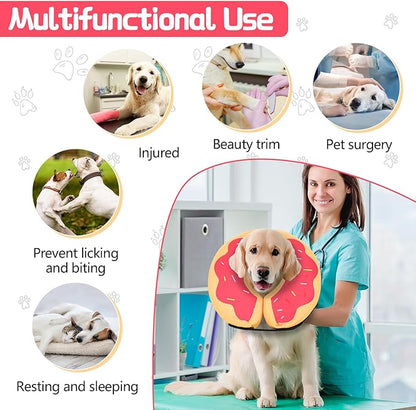 MIDOG Inflatable Dog Cone Alternative for After Surgery - Soft Protective Donut Collar Prevents Licking & Allows Eating, Comfortable Recovery E-Collar Alternative for Small Medium Large Dogs (Red,S)