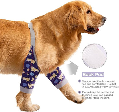 ROZKITCH Dog Surgery Leg Sleeve for Front Legs, Pet Prevent Licking Wound Elbow Knee Protector, Dog Leg Sleeve to Stop Licking Cone Collar Alternative for Sprain ACL CCL Arthritis Blue 2XL