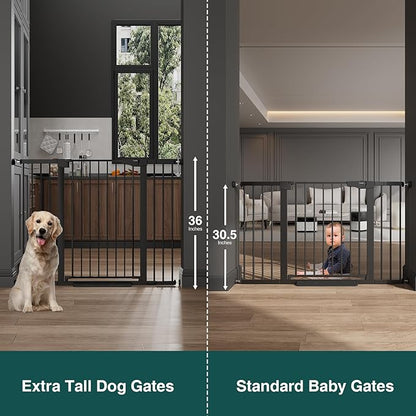 Cumbor 48" Wide 36" Extra Tall Baby Gate & Cumbor 51.5" Wide 36" Extra Tall Dog Gate, Durable Child Gate for Stairs, Doorways, Easy Walk Thru Dog Gate for House for Doorways