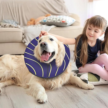 Adjustable Inflatable Dog Cone Collar for Surgery Recovery, Soft Cone for Dogs & Cats, Portable & Washable Dog Donut Collar, Large Cat Cone E Collar (Indigo XL)