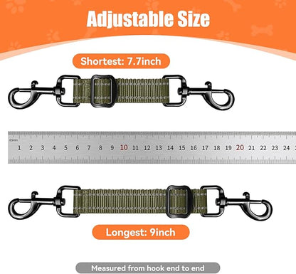 Dog Collar Safety Clip, Reflective Double-Ended Backup Connector for Harness to Collar, Adjustable Safety Clip for Prong, Pinch Collars, Prevents Escapes & Accidental Disconnection