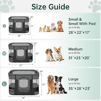 Dog Playpen,Cat Pet Puppy Pen,Portable Playpens for Dogs Indoor Outdoor Travel Camping Use,Foldable Dog Kennel Tent Crate for Rabbit Small Animals with Carrying Case (Dark Grey, Medium)