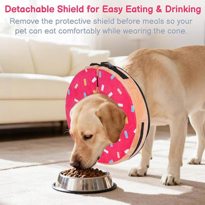 Sponge Dog Cone After Surgery, No Inflation Required Dog Donut Collar to Stop Licking, Inflatable Cone Alternatives for Large Pets, Soft Recovery Collar with Protective Shield (Donut, XL)