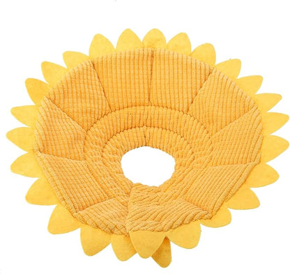 Cat Cone, Sunflower Shape Pet Elizabethan Collar, Adjustable Pet Collar for Cat Dog (Size 5, Neck Circumference 29-35cm, Yellow)