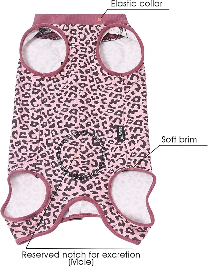 Jiupety Dog Surgical Recovery Suit Adjustable, Not Fit Slim and Long Body, Dogs Suit for Surgery Recovery, 2XL Size, Anti-Licking Surgical Dog Onesies, Pink Leopard