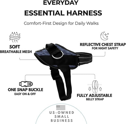 ShawnCo Essential Dog Harness, No-Pull Pet Vest with 3 Leash Clips, No Choke, Reflective, Adjustable and Padded, for Easy Walking and Training for Small, Medium and Large Dogs (Dark Camo, Medium)
