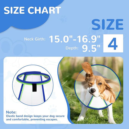 Soft Dog Cone Collar for Dogs After Surgery, Transparent Cone for Dogs to Stop Licking, Breathable Dog Neck Cone for Small Medium Large Dog, Adjustable Elizabethan Pet Recovery Collar (Blue, Size 4)