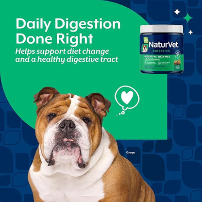 NaturVet – Digestive Enzymes - Plus Probiotics & Prebiotics – Helps Support Diet Change & A Healthy Digestive Tract – for Dogs & Cats (Soft Chews, 120 Count)