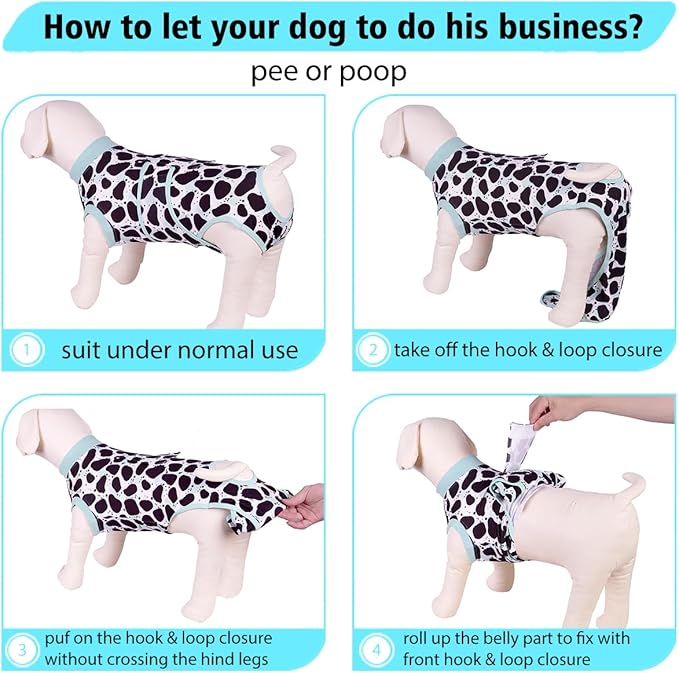 PetWarm Dog Recovery Suit, Recovery Suit for Female Male Dogs Onesie After Surgey Spay Neuter, Anti-Licking Pet Surgical Recovery Pajamas, Leopard Pattern, Green, S