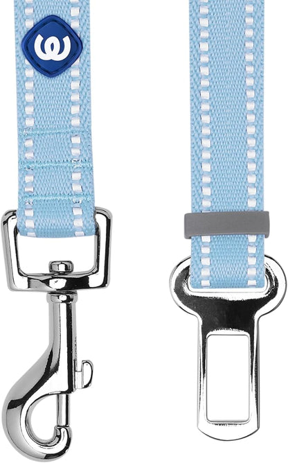 Blueberry Pet Essentials Pastel Color Reflective Dog Seat Belt Tether, Baby Blue, Durable Safety Car Vehicle Seatbelts Leads Use with Harness
