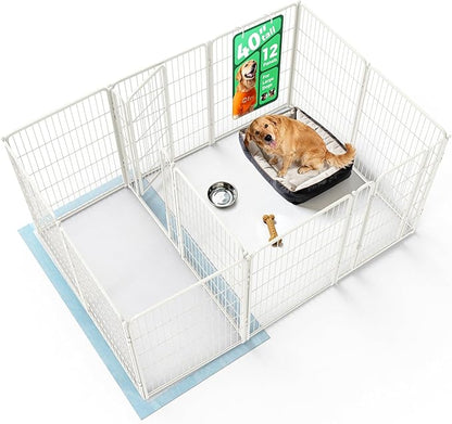 FXW Homeplus Unleashed Indoor Dog Playpen - Stress-Free and Safe Play, Heavy Duty 40 Inch 12 Panels with Connectors (Pack of 2) for Puppy and Small Dogs, White│Patented