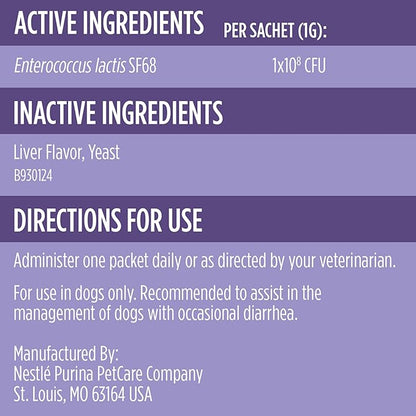 Purina Pro Plan Veterinary Supplements FortiFlora Daily Probiotics for Dogs,Helps Digestive Gut Health and Diarrhea - 30 ct. Box,(Pack of 2)