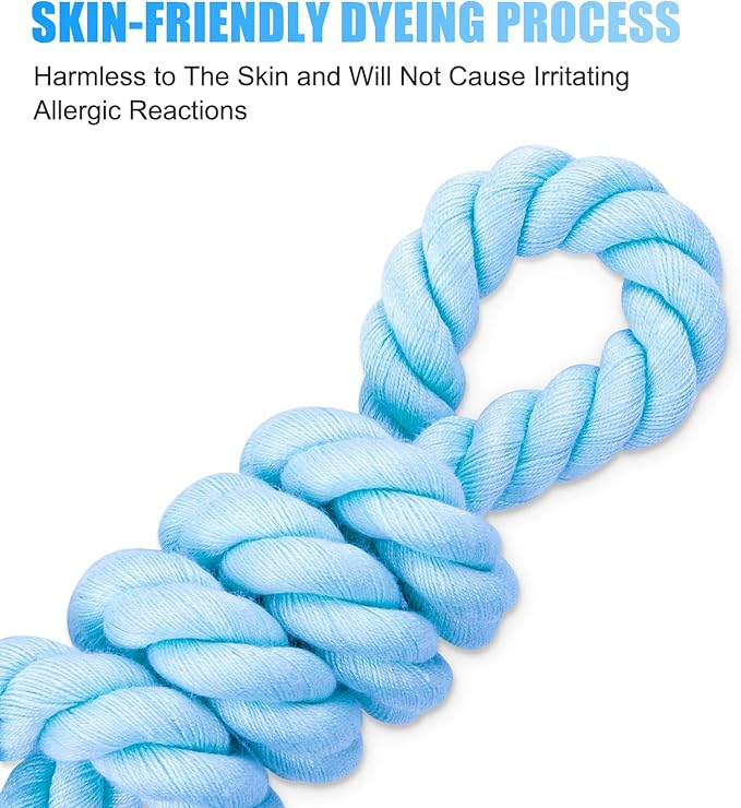 Dog Leash 6 FT Handmade Braided Cotton Rope Leashes for Small Medium and Large Dogs, New Golden Heavy Duty Metal Clasp, Light Blue