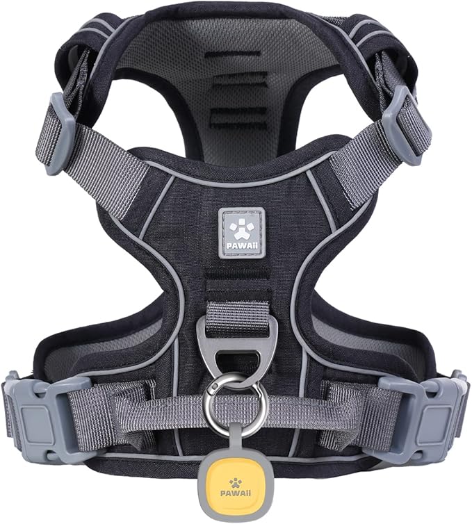 Pawaii No Pull Dog Harness with Pet ID Tag,Reflective Strips No Choke Front O Ring Breathable Mesh Adjustable Soft Padded Pet Vest with Easy Control Handle for Large Dogs