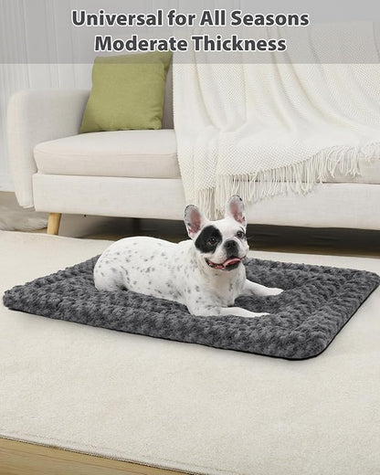Washable Dog Bed Mat Dog Crate Pad Soft Fluffy Pet Kennel Beds Dog Sleeping Mattress for Large Jumbo Medium Small Dogs, 47 x 29 Inch, Grey