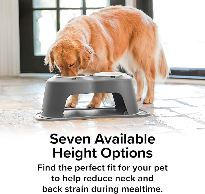 WeatherTech Double High Pet Feeding System w/Plastic Dog/Cat Bowls - 6" High Stand Tan (PDHC3206TNTN)