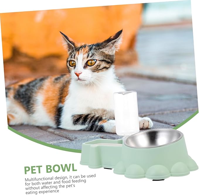 Balacoo Automatic Stainless Steel Dog Feeder Bowl and Water Dispenser Multifunctional Pet Food Container Elegant Design Convenient for Home and Pet Stores Green