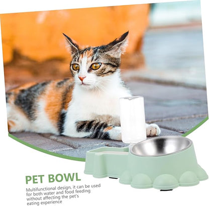 Balacoo Automatic Stainless Steel Dog Feeder Bowl and Water Dispenser Multifunctional Pet Food Container Elegant Design Convenient for Home and Pet Stores Green