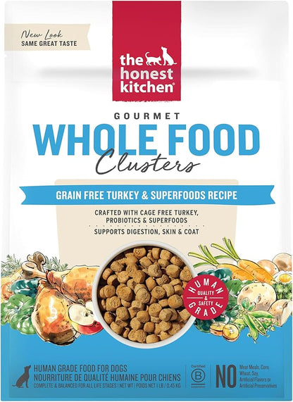 The Honest Kitchen Whole Food Clusters Grain Free Turkey Dry Dog Food, 1 lb Trial Pouch