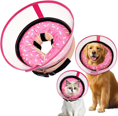 Inflatable Dog Cone Collar with Anti-Licking Clear Shield, Adjustable Elizabethan Collar, Soft Recovery Collar for Dogs, Dog Cones Alternatives for Large Medium Small Dogs & Cats