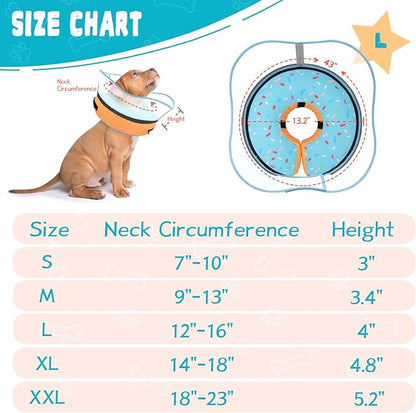 Elevated Inflatable Dog Cone Collar Alternative After Surgery, Dog Donut Collar, Soft Pet Cone to Stop Licking for Small Medium Large Dogs