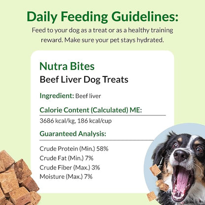 ULTIMATE PET NUTRITION Nutra Bites Freeze Dried Raw Single Ingredient Training Treats Food Topper for Dogs, 4 Ounces, Beef Liver