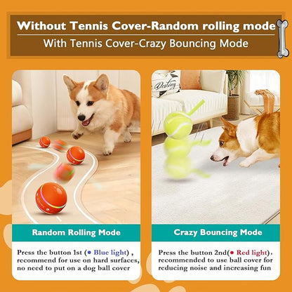 PetDroid Interactive Dog Toys Dog Ball, [Newly Upgraded] Durable Motion Activated Automatic Rolling Ball Toys for/Small/Medium/Large Dogs,USB Rechargeable(Orange)