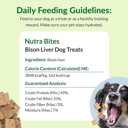 ULTIMATE PET NUTRITION Nutra Bites Freeze Dried Raw Single Ingredient Training Treats Food Topper for Dogs, 4 Ounces, Bison Liver