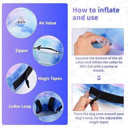 Dog Cone, Y-blue Dog Cone Collar Inflatable Puppy Neck Collar