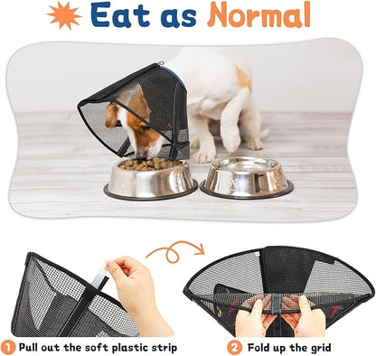 Dog Cone Collar to Stop Licking: Soft Mesh Recovery Collar After Surgery with Detachable Pad, Elizabeth Cone Alternative for Large Medium, Small Dogs, Normal Eating and Drinking (XS,Patterned)