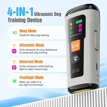 Dog Bark Deterrent Devices, 3X Anti Barking Device for Dogs Ultrasonic Dog Training, Up to 50FT Bark Control Barking Silencer, Correct Bad Behavior Indoor Outdoor Portable Dog Barking Stopper (Grey)