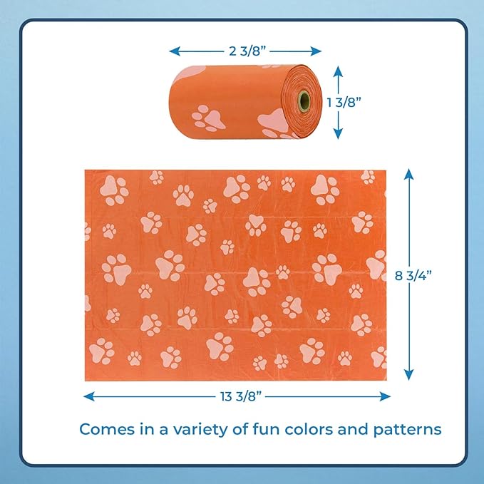 Best Pet Supplies Dog Poop Bags for Waste Refuse Cleanup, Doggy Roll Replacements for Outdoor Puppy Walking and Travel, Leak Proof and Tear Resistant, Thick Plastic - Orange, 240 Bags