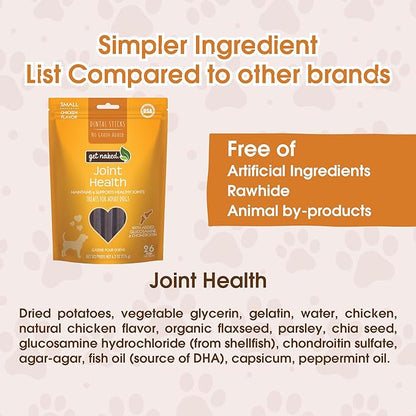 Get Naked Dental Sticks Grain-Free Chicken Flavor Dog Treats Variety Pack, Digestive Health + Skin & Coat + Joint Health + Super Antioxidant, Total 4 Bags, 24.8-oz, 64 Sticks