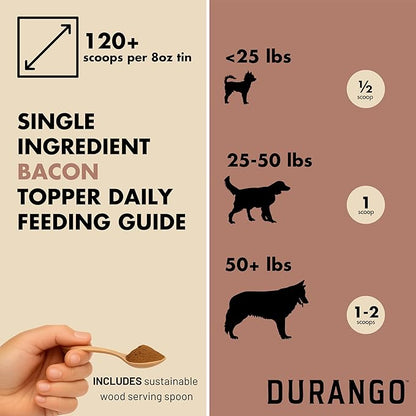 Durango Bacon Dog Food Topper, Savory Bacon Dog Food Topper for Dry Food, Protein Dried Mixer, High-Value Treat Style Meal Enhancer for Picky Dogs, 120+ Servings