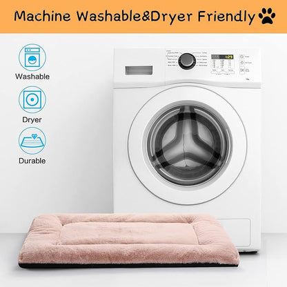 Dog Beds Crate Pad for Large Dogs Ultra Soft Dog Crate Bed Washable & Anti-Slip Kennel Pad for Dogs Cozy Sleeping Mat,Pink 42inch