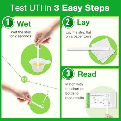 Easy@Home Urinary Tract Infection Test Strips 25 Pack, Individual Pouch UTI Urine Testing Kit for Urinalysis and Detection of Leukocytes and Nitrites (UTIPOUCH-25P)
