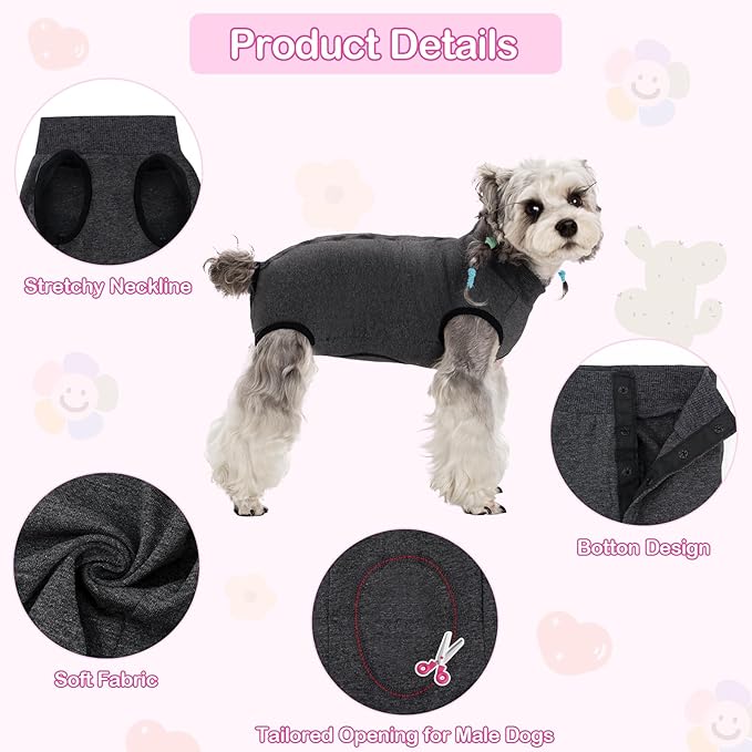 Coppthinktu Recovery Suit for Dogs After Surgery, Dog Onesie Surgery Recovery Suit for Female Spay, Soft Surgical Pajamas Bodysuits for Puppy to Prevent Licking Dog Cone Alternative