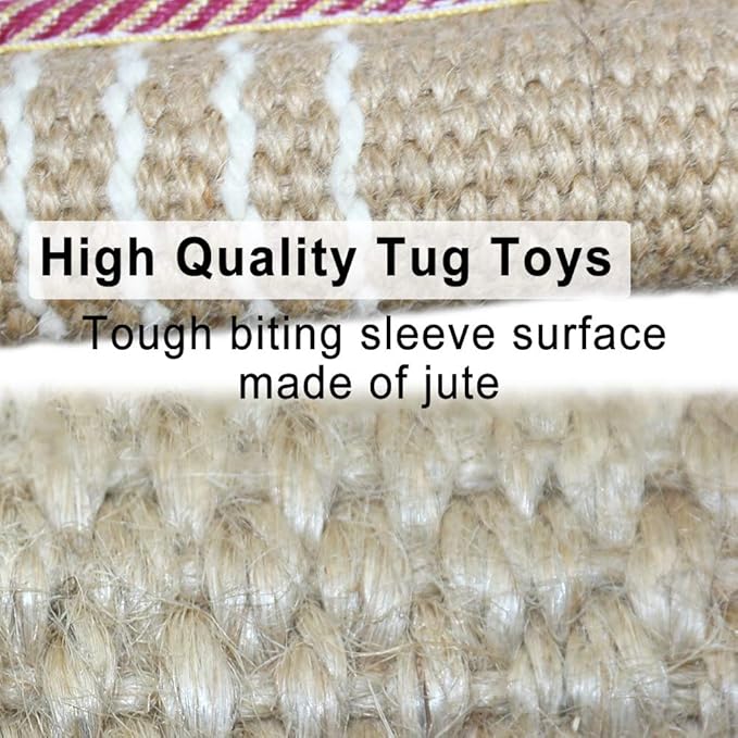 DGSL Dog Tug Toy, Tug of War Dog Toy Jute Bite Pillow with 2 Handles for Puppy Training Interactive Play, Fetch, K9 Suitable for Small Medium Large Dogs (red)